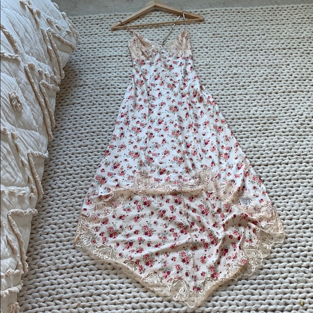 Lace Floral Strap High-lo dress